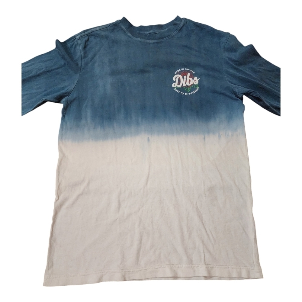 Dibs blue and white mens long sleeve graphic tee Size XS (can be unisex) NEW